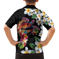 Hawaiian Lei Day Family Matching Tank Maxi Dress and Hawaiian Shirt Plumeria and Turtle with Polynesian Tribal Pattern LT03 - Polynesian Pride