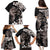 Hawaiian Lei Day Family Matching Puletasi and Hawaiian Shirt Plumeria and Turtle with Polynesian Tribal Pattern Grayscale Color