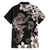 Hawaiian Lei Day Hawaiian Shirt Plumeria and Turtle with Polynesian Tribal Pattern Grayscale Color
