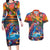 Hawaiian Lei Day Couples Matching Long Sleeve Bodycon Dress and Hawaiian Shirt Dolphins with Colorful Corals and Romantic Sunset