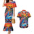 Hawaiian Lei Day Couples Matching Mermaid Dress and Hawaiian Shirt Dolphins with Colorful Corals and Romantic Sunset