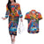 Hawaiian Lei Day Couples Matching Off The Shoulder Long Sleeve Dress and Hawaiian Shirt Dolphins with Colorful Corals and Romantic Sunset