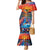 Hawaiian Lei Day Family Matching Mermaid Dress and Hawaiian Shirt Dolphins with Colorful Corals and Romantic Sunset
