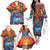 Hawaiian Lei Day Family Matching Off The Shoulder Long Sleeve Dress and Hawaiian Shirt Dolphins with Colorful Corals and Romantic Sunset