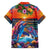 Hawaiian Lei Day Family Matching Off The Shoulder Long Sleeve Dress and Hawaiian Shirt Dolphins with Colorful Corals and Romantic Sunset