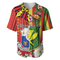 Personalised Hawaii and Philippines Together Baseball Jersey The Emblems with Cultural Symbols Green-Yellow-Red Tricolor LT03 Art - Polynesian Pride