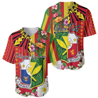 Personalised Hawaii and Philippines Together Baseball Jersey The Emblems with Cultural Symbols Green-Yellow-Red Tricolor LT03 - Polynesian Pride