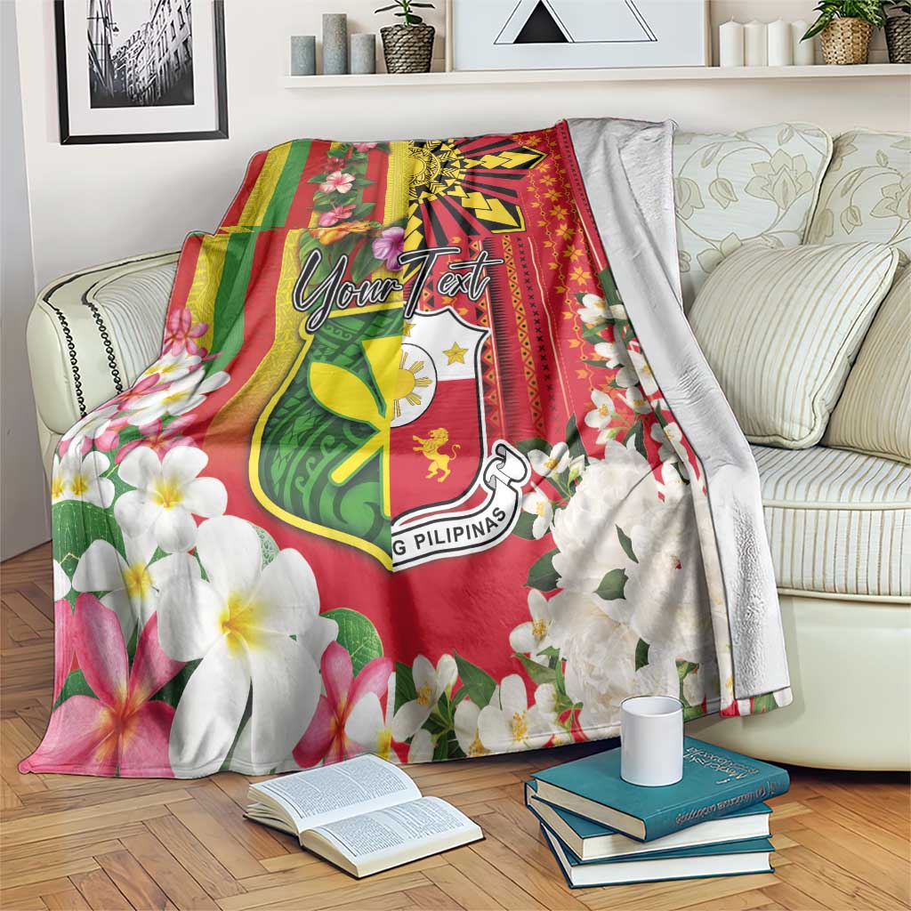 Personalised Hawaii and Philippines Together Blanket The Emblems with Cultural Symbols Green-Yellow-Red Tricolor LT03 Art - Polynesian Pride