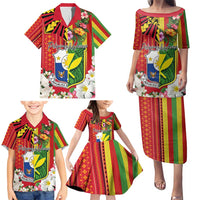 Personalised Hawaii and Philippines Together Family Matching Puletasi and Hawaiian Shirt The Emblems with Cultural Symbols Green-Yellow-Red Tricolor
