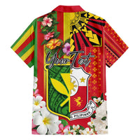 Personalised Hawaii and Philippines Together Family Matching Summer Maxi Dress and Hawaiian Shirt The Emblems with Cultural Symbols Green-Yellow-Red Tricolor LT03 - Polynesian Pride
