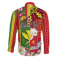 Personalised Hawaii and Philippines Together Family Matching Tank Maxi Dress and Hawaiian Shirt The Emblems with Cultural Symbols Green-Yellow-Red Tricolor LT03 - Polynesian Pride