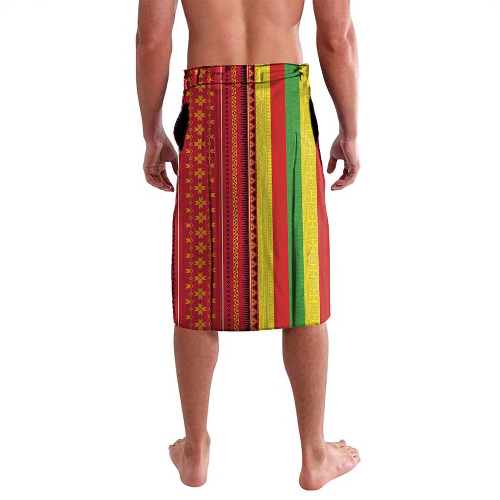 Personalised Hawaii and Philippines Together Lavalava The Emblems with Cultural Symbols Green-Yellow-Red Tricolor
