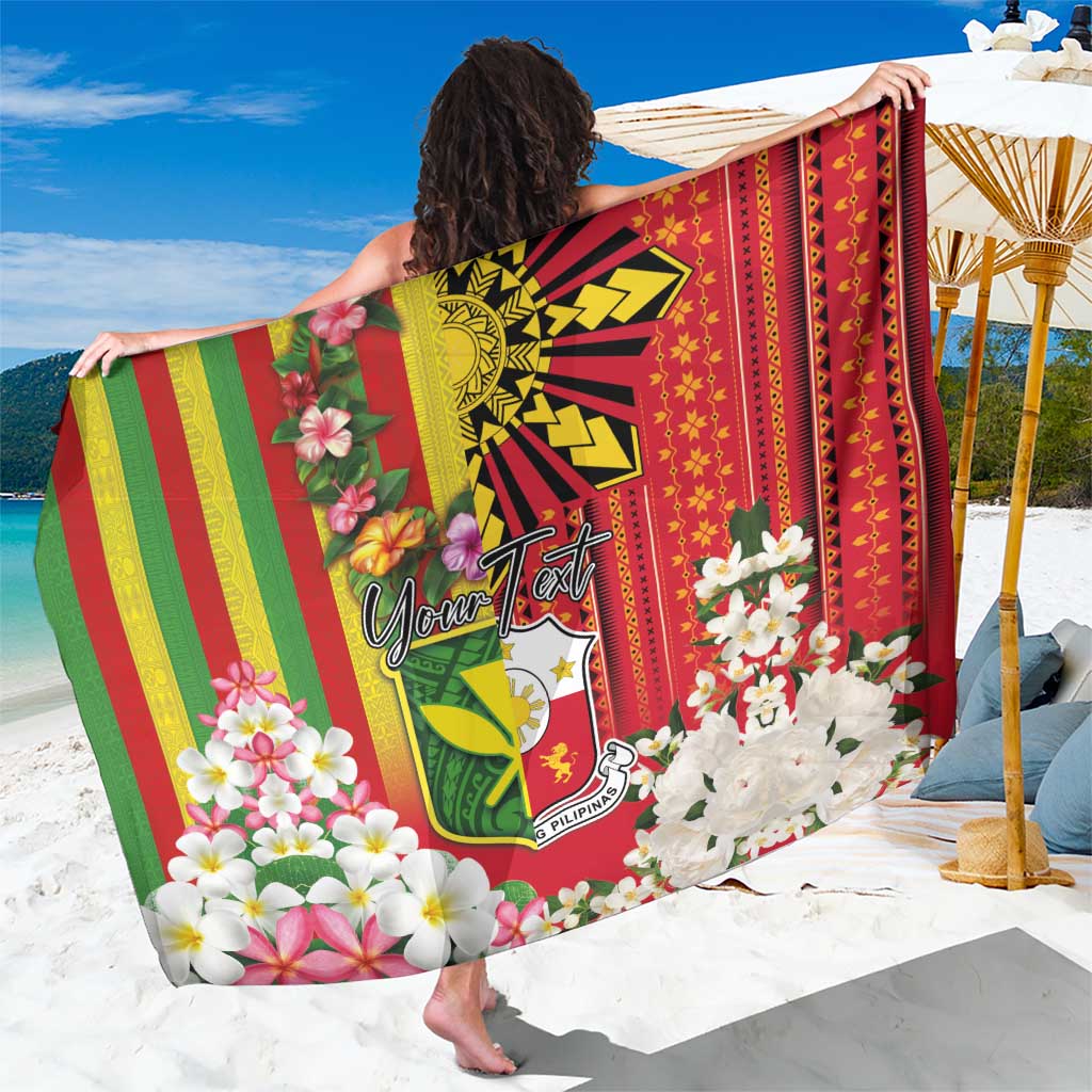 Personalised Hawaii and Philippines Together Sarong The Emblems with Cultural Symbols Green-Yellow-Red Tricolor LT03 One Size 44 x 66 inches Art - Polynesian Pride