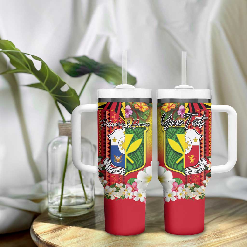 Personalised Hawaii and Philippines Together Tumbler With Handle The Emblems with Cultural Symbols Tricolor