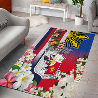 Personalised Hawaii and Philippines Together Area Rug The Emblems with Cultural Symbols Blue-White-Red Tricolor