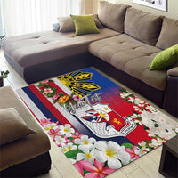 Personalised Hawaii and Philippines Together Area Rug The Emblems with Cultural Symbols Blue-White-Red Tricolor