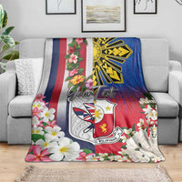 Personalised Hawaii and Philippines Together Blanket The Emblems with Cultural Symbols Blue-White-Red Tricolor