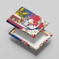 Personalised Hawaii and Philippines Together Canvas Wall Art The Emblems with Cultural Symbols Blue-White-Red Tricolor