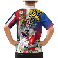 Personalised Hawaii and Philippines Together Family Matching Mermaid Dress and Hawaiian Shirt The Emblems with Cultural Symbols Blue-White-Red Tricolor