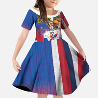Personalised Hawaii and Philippines Together Family Matching Tank Maxi Dress and Hawaiian Shirt The Emblems with Cultural Symbols Blue-White-Red Tricolor LT03 Daughter's Dress Art - Polynesian Pride
