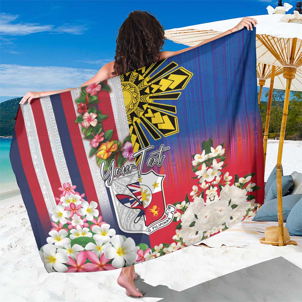 Personalised Hawaii and Philippines Together Sarong The Emblems with Cultural Symbols Blue-White-Red Tricolor LT03 One Size 44 x 66 inches Art - Polynesian Pride