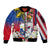 Personalised Hawaii and Philippines Together Sleeve Zip Bomber Jacket The Emblems with Cultural Symbols Blue-White-Red Tricolor