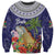 Bula Fiji Crested Iguana Sweatshirt Tagimaucia Tapa Tribal Blue Color LT03 Unisex Blue - Polynesian Pride