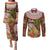 Bula Fiji Crested Iguana Couples Matching Puletasi and Long Sleeve Button Shirt Tagimaucia Tapa Tribal Brown Color LT03 Brown - Polynesian Pride