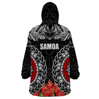 Samoa Siapo Ula Fala Wearable Blanket Hoodie With Ginger Plant Black Color LT03 - Polynesian Pride