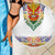 Haiti Flag Traditional Dashiki Beach Blanket White Color - Polynesian Pride