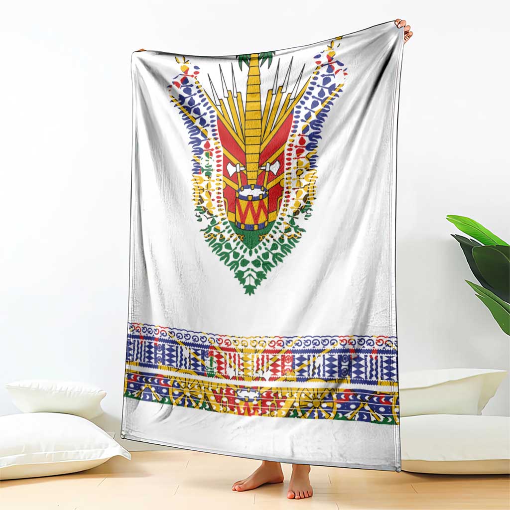 Haiti Flag Traditional Dashiki Blanket White Color - Polynesian Pride