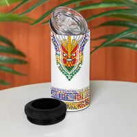 Haiti Flag Traditional Dashiki 4 in 1 Can Cooler Tumbler White Color - Polynesian Pride