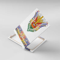 Haiti Flag Traditional Dashiki Canvas Wall Art White Color - Polynesian Pride