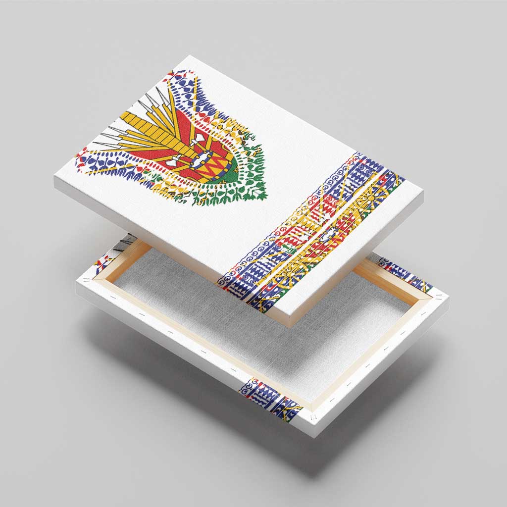 Haiti Flag Traditional Dashiki Canvas Wall Art White Color - Polynesian Pride