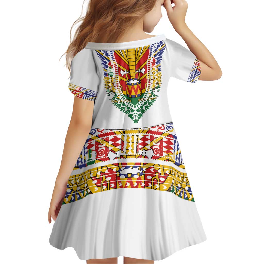 Haiti Flag Traditional Dashiki Family Matching Long Sleeve Bodycon Dress and Hawaiian Shirt White Color LT03 - Polynesian Pride