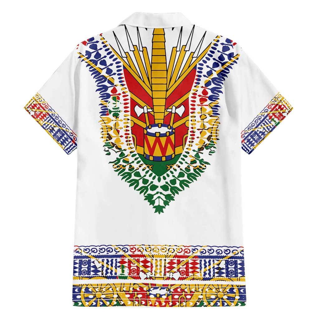 Haiti Flag Traditional Dashiki Family Matching Off Shoulder Maxi Dress and Hawaiian Shirt White Color - Polynesian Pride