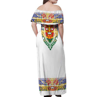 Haiti Flag Traditional Dashiki Family Matching Off Shoulder Maxi Dress and Hawaiian Shirt White Color - Polynesian Pride