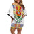 Haiti Flag Traditional Dashiki Family Matching Off Shoulder Short Dress and Hawaiian Shirt White Color - Polynesian Pride