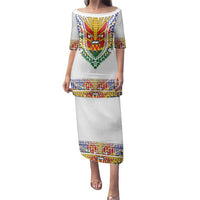 Haiti Flag Traditional Dashiki Family Matching Puletasi and Hawaiian Shirt White Color - Polynesian Pride