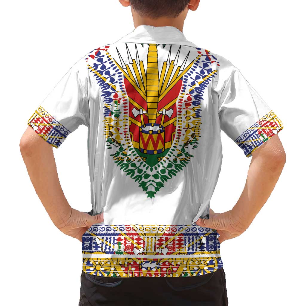 Haiti Flag Traditional Dashiki Family Matching Summer Maxi Dress and Hawaiian Shirt White Color LT03 - Polynesian Pride
