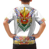 Haiti Flag Traditional Dashiki Family Matching Summer Maxi Dress and Hawaiian Shirt White Color LT03 - Polynesian Pride