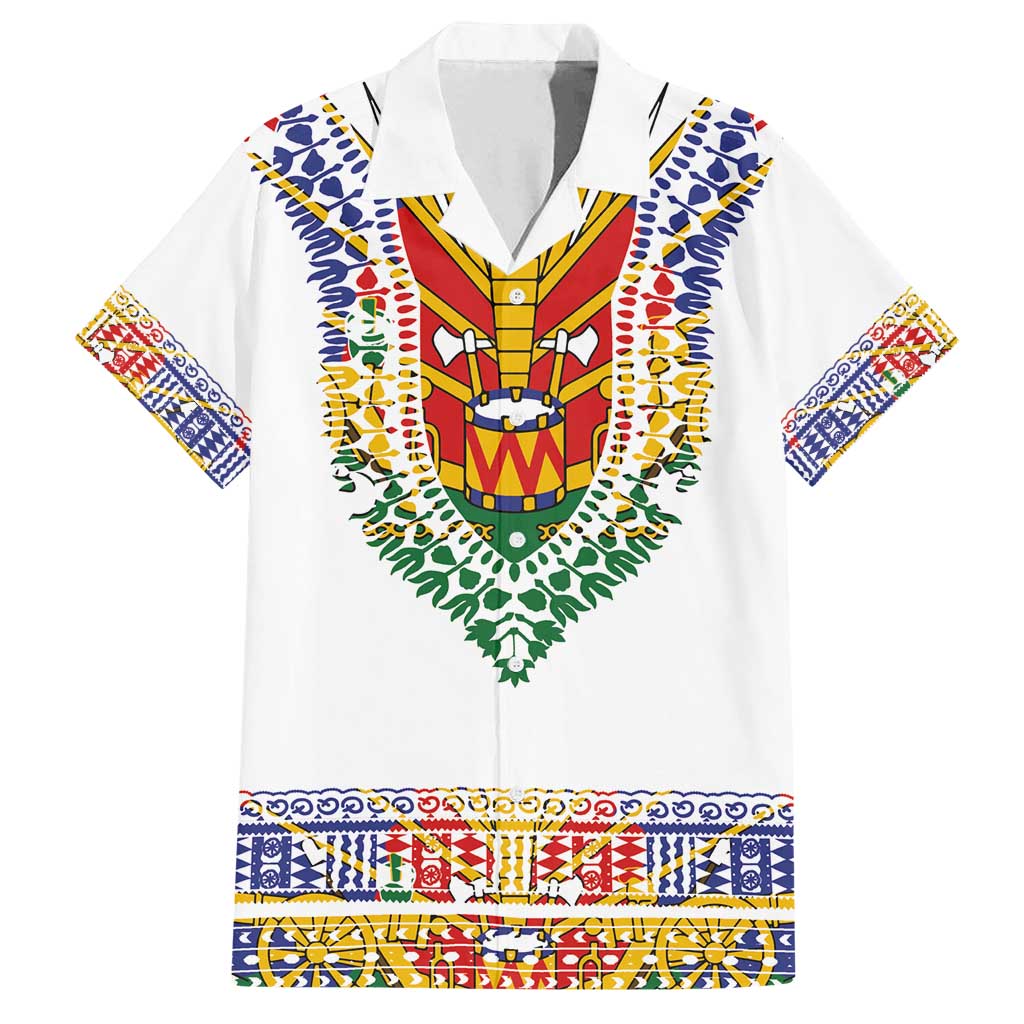 Haiti Flag Traditional Dashiki Family Matching Summer Maxi Dress and Hawaiian Shirt White Color LT03 Dad's Shirt - Short Sleeve White - Polynesian Pride
