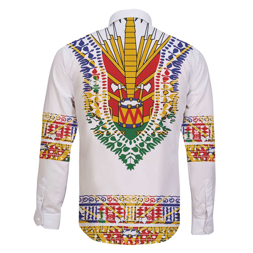 Haiti Flag Traditional Dashiki Family Matching Summer Maxi Dress and Hawaiian Shirt White Color LT03 - Polynesian Pride