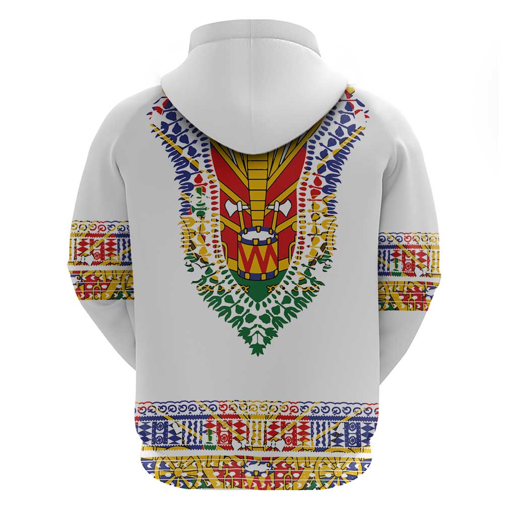 Haiti Flag Traditional Dashiki Hoodie White Color - Polynesian Pride