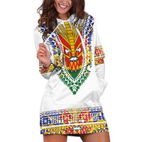 Haiti Flag Traditional Dashiki Hoodie Dress White Color LT03 White - Polynesian Pride