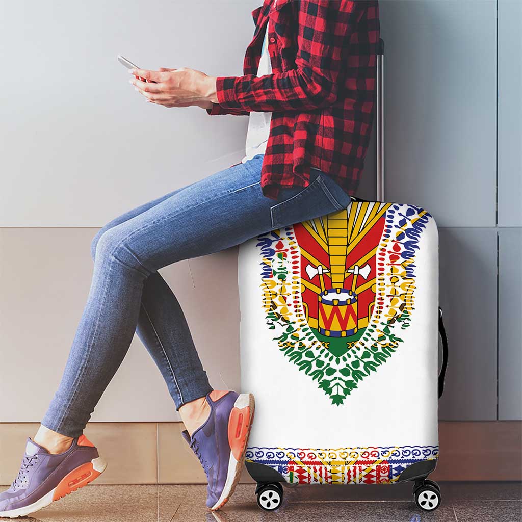 Haiti Flag Traditional Dashiki Luggage Cover White Color - Polynesian Pride
