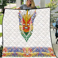 Haiti Flag Traditional Dashiki Quilt White Color - Polynesian Pride