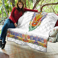 Haiti Flag Traditional Dashiki Quilt White Color - Polynesian Pride