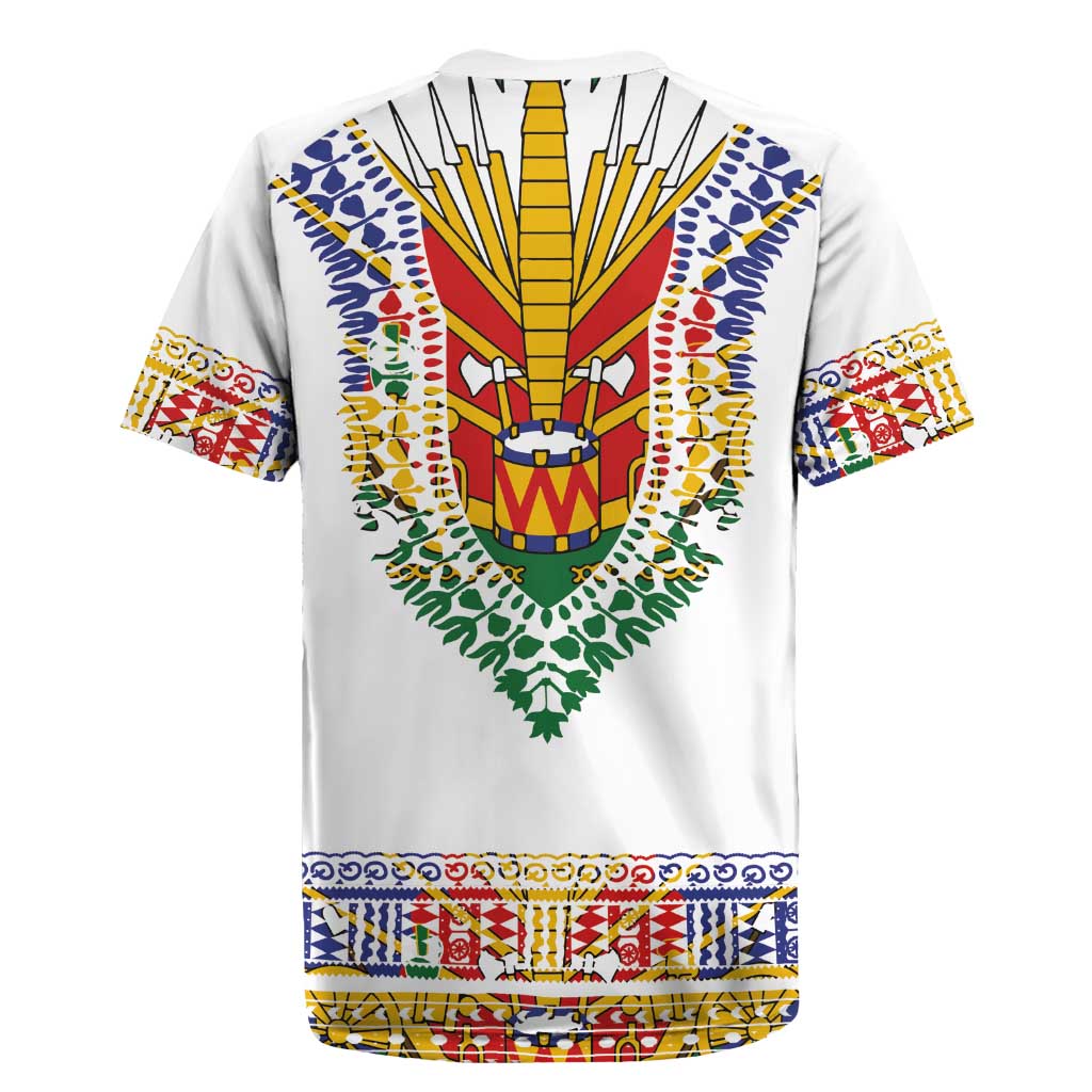 Haiti Flag Traditional Dashiki Rugby Jersey White Color - Polynesian Pride