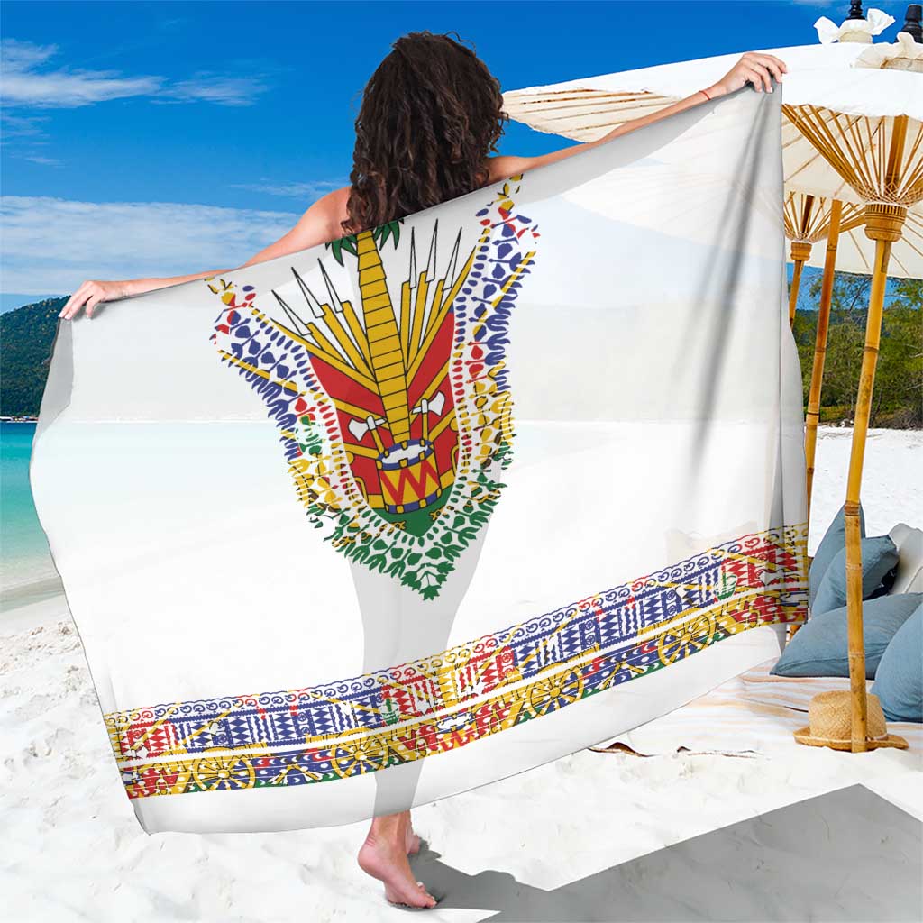 Haiti Flag Traditional Dashiki Sarong White Color - Polynesian Pride